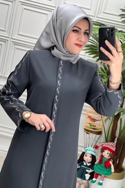 2423 Taşlı Ferace Antrasit