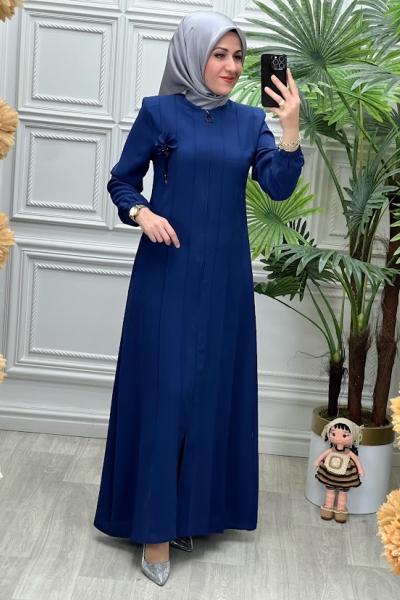 3009 Dikiş Parçalı Ferace İndigo