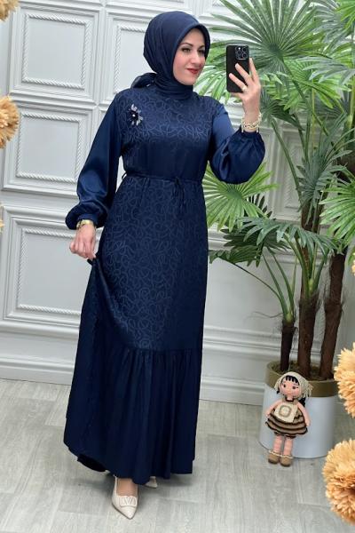 3033 Elbise Lacivert