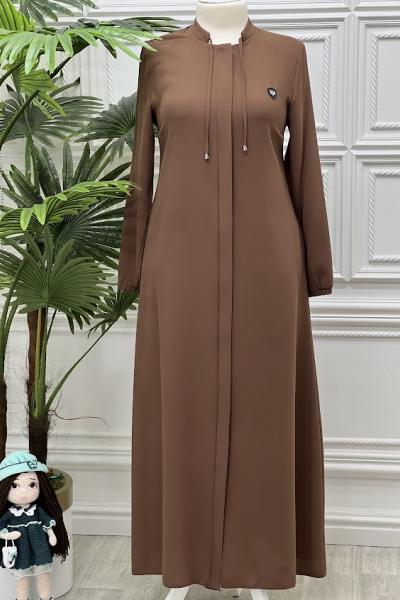 3045 Yakası Armalı Ferace  Kahverengi