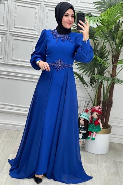 4121B Elbise Saks Mavisi