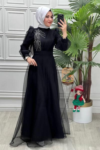 4355 Gökra Elbise Siyah