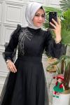 4355 Gökra Elbise Siyah