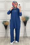 5015 Cepli Tesettür Takım  İndigo