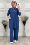5015 Cepli Tesettür Takım  İndigo