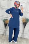 5015 Cepli Tesettür Takım  İndigo