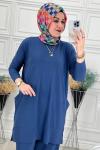 5015 Cepli Tesettür Takım  İndigo