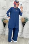 5015 Cepli Tesettür Takım  İndigo