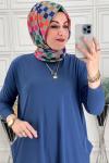 5015 Cepli Tesettür Takım  İndigo