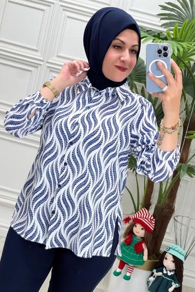 6008 Gömlek Saks Mavisi