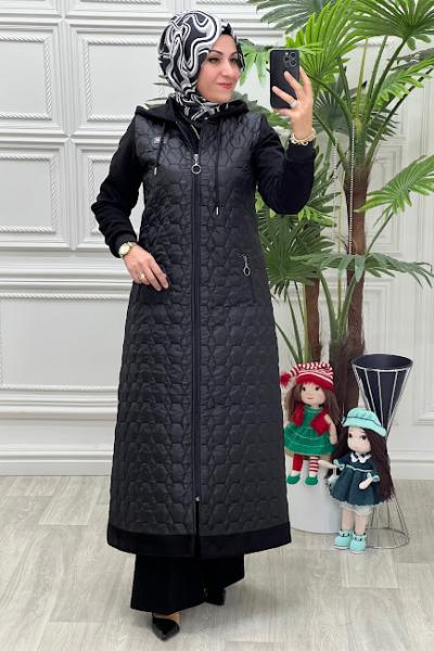 6062 Kapitone Pardesü  Siyah