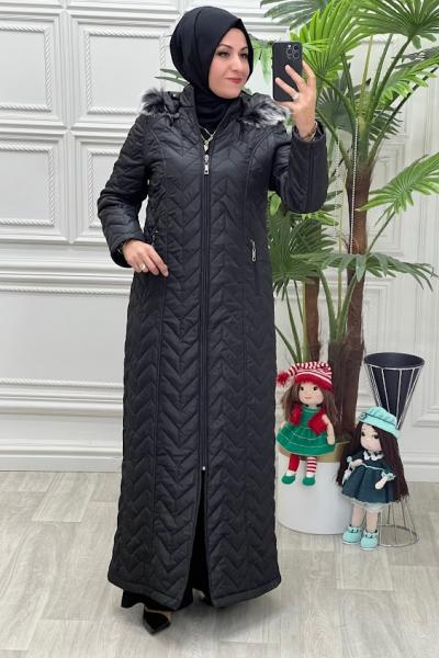 6107 Kapitone Pardesü Siyah