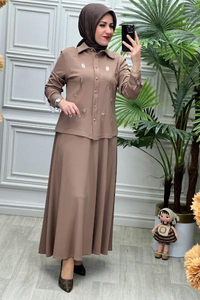 6113 Tunik Takım Vizon