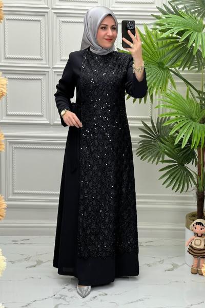 6140 Abaya Ferace  Siyah