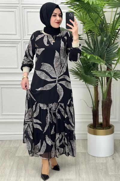 7007 Puanlı Vizon Elbise Vizon