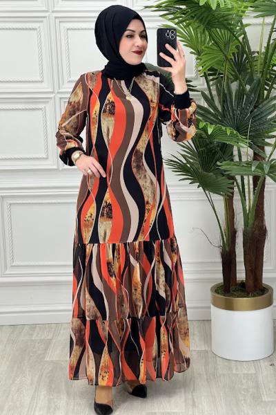 7888 Nevra Elbise Turuncu