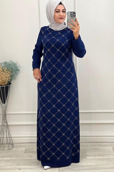1015 Yaldızlı Elbise İndigo