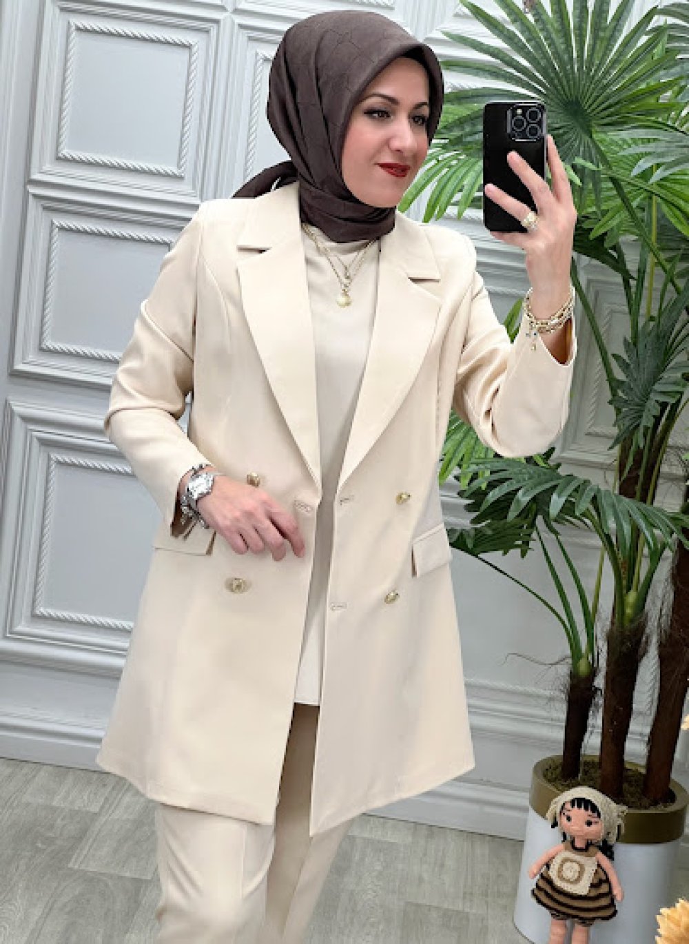 25466 Tunik Takım Taş Rengi Modelleri En Uygun Fiyatlarla