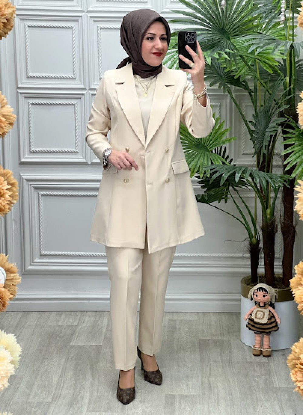 25466 Tunik Takım Taş Rengi Modelleri En Uygun Fiyatlarla